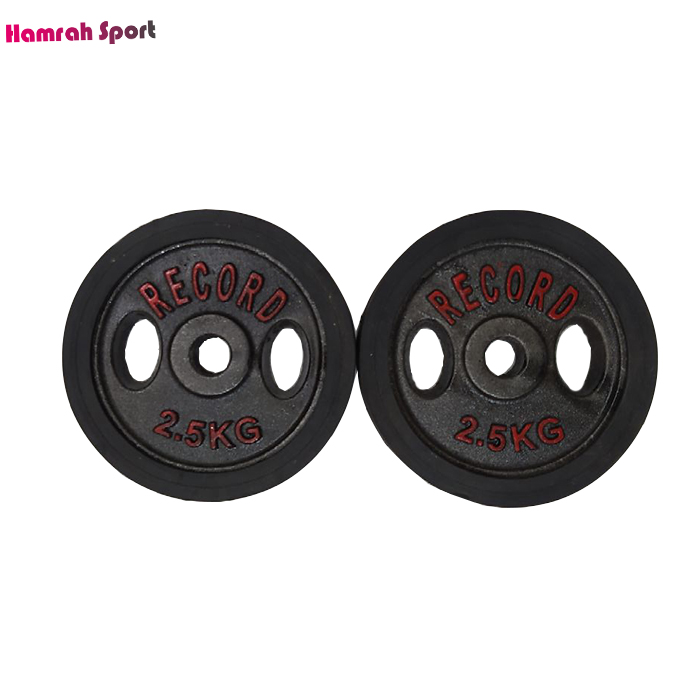 وزنه دمبل دور لاستیک 2.5 کیلویی رکورد قطر حفره 2cm - بسته 2 عددی