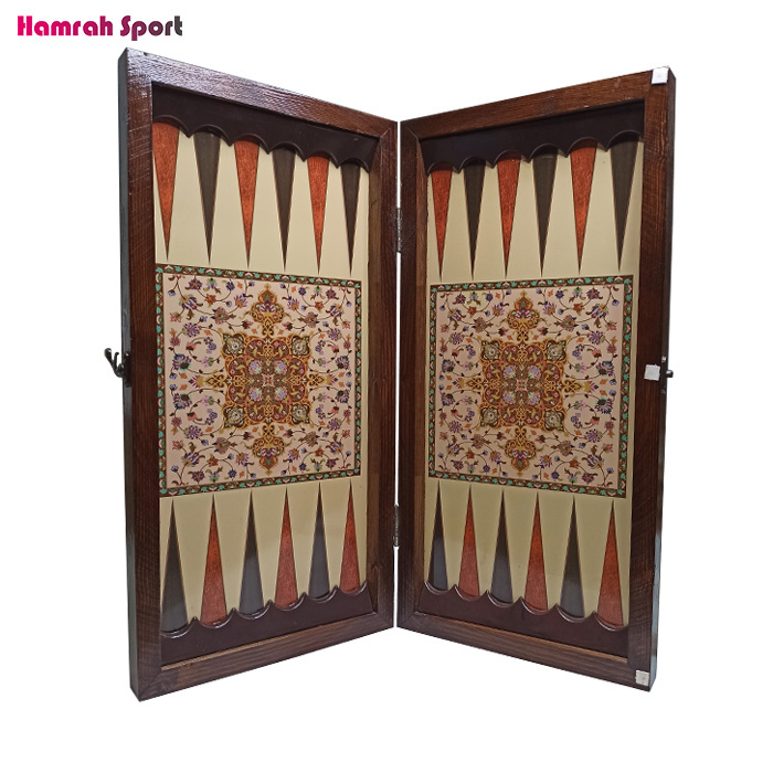 تخته نرد و صفحه شطرنج کلاف چوبی طرح ترنج قفلدار - 50*50 سانتیمتر