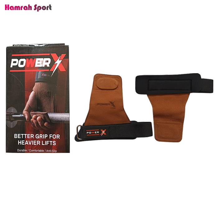 کفی دست مچ دار چرم بدنسازی و کراسفیت حرفه ای POWER X اورجینال