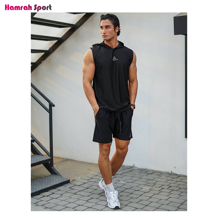 ست حلقه ای کلاهدار و شلوارک مردانه هامتو HUMTTO ژاکارد اعلا