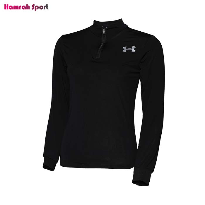 تیشرت ورزشی آستین بلند زنانه under armour نیم زیپ انگشتی