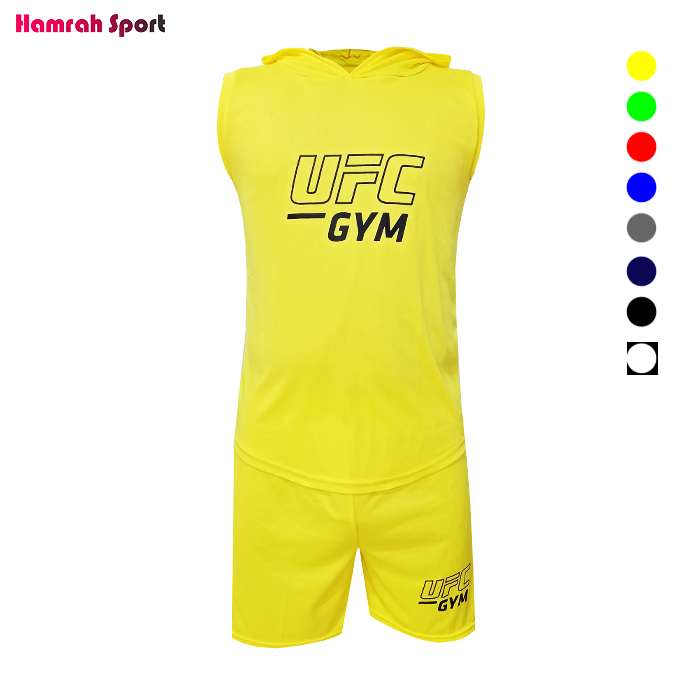 ست رکابی کلاه دار و شلوارک بدنسازی مردانه UFC GYM