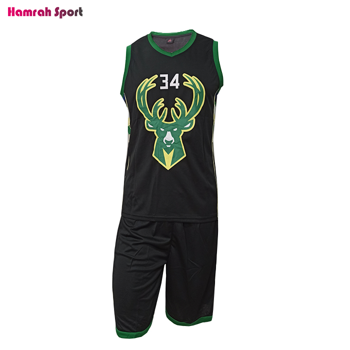 لباس بسکتبال NBA تیم میلواکی - ست لباس و شورت رنگ مشکی
