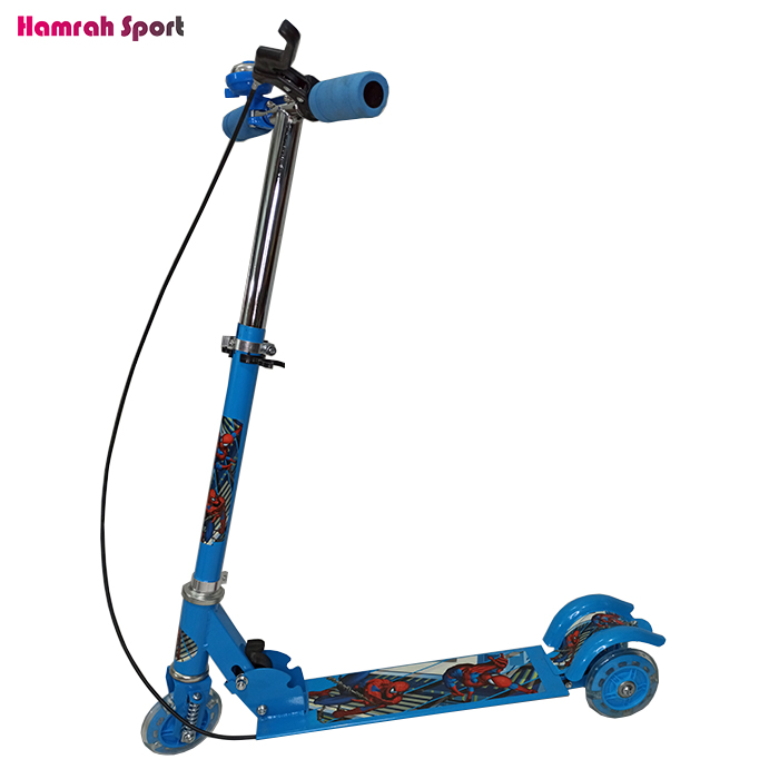 اسکوتر سه چرخ چراغدار spider man دارای ترمز , فنر و زنگ scr-sp/3