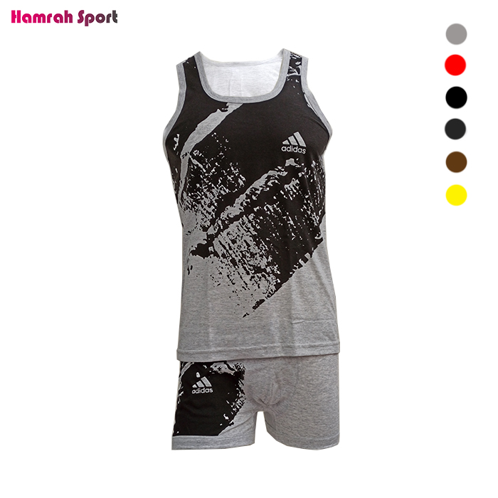 ست رکابی و شورت مردانه آدیداس - ملانژ پنبه ای اعلا