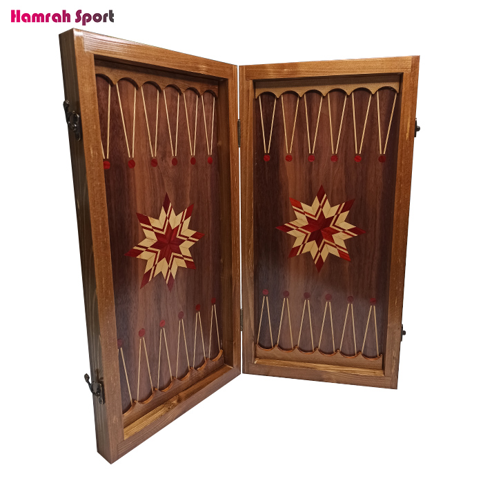تخته نرد و صفحه شطرنج چوبی روکش گردو اعلا دو قفله - 50*50 cm