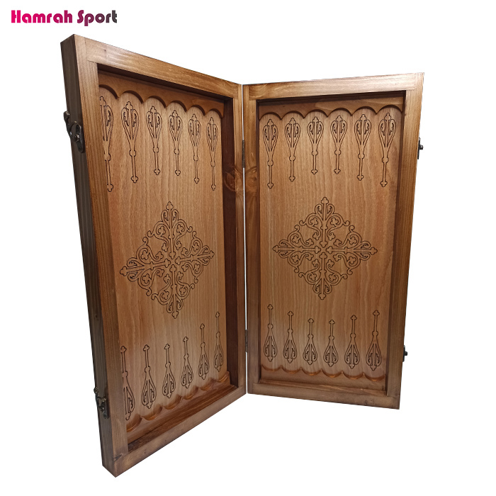 تخته نرد و صفحه شطرنج چوبی طرح نیایش اعلا دو قفله - 50*50 cm