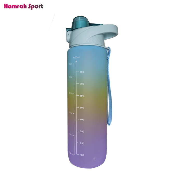قمقمه نی دار بزرگ مدل آبرنگی نشکن و مدرج اعلا - گنجایش 1100ml