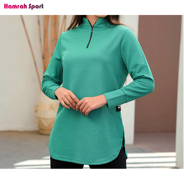 مانتو ورزشی زنانه نیم زیپ نایک NIKE مدل هلالی بیسکوئیتی اعلا