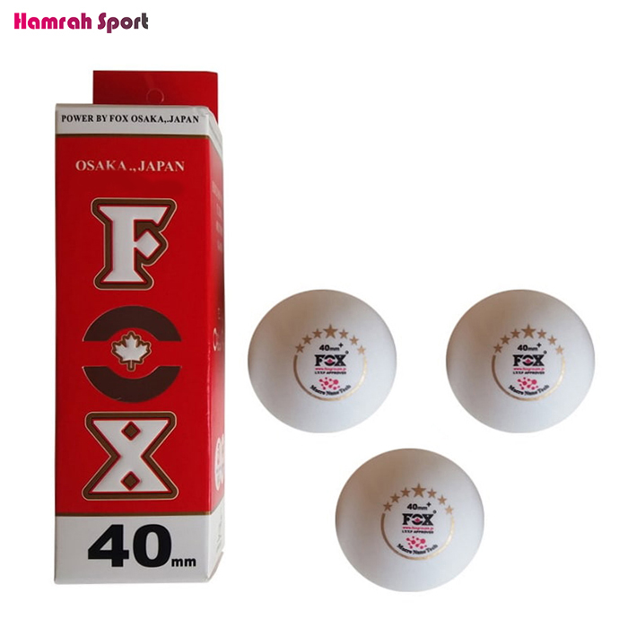 توپ پینگ پنگ 5 ستاره فاکس اصل FOX +40 mm - بسته 3 عددی